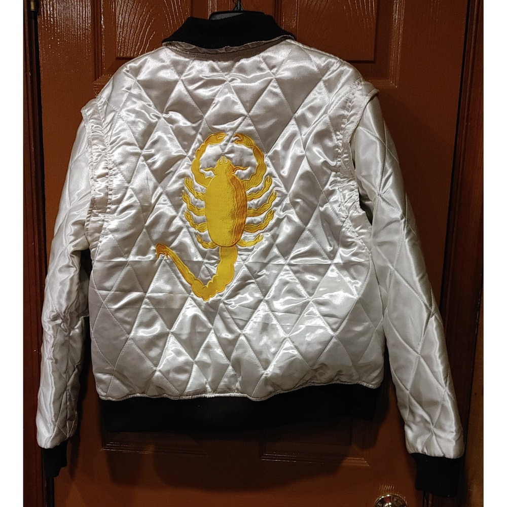Drive Movie Replica Jacket Mens L White Good Quilted Satin Scorpion
